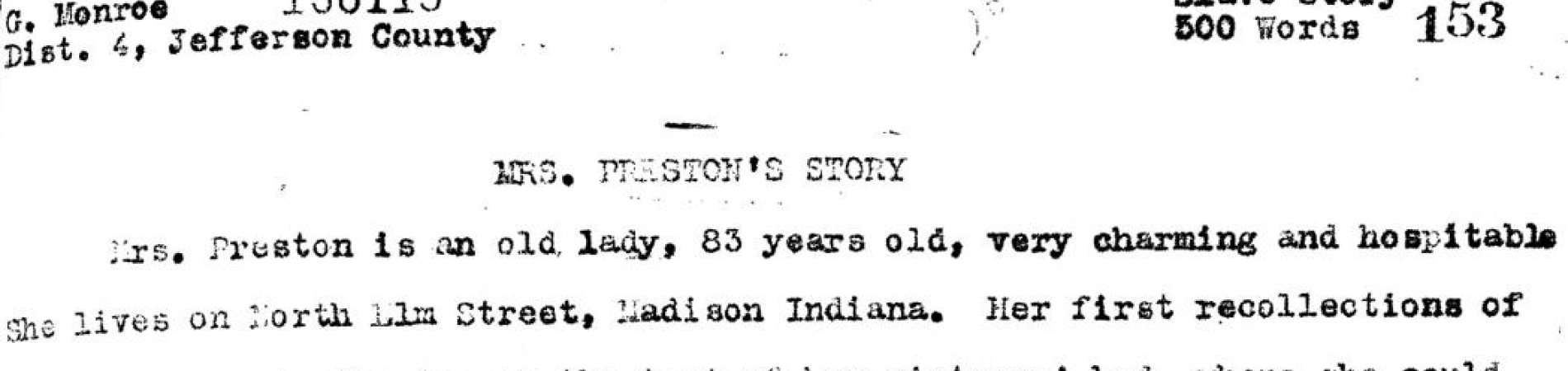 image of Text that says Mrs. Preston's Story